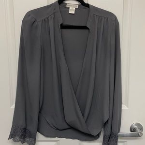 Gray “going out” shirt with cuff detail